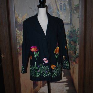 NWT Quacker Factory Navy Embroidered Jacket - M